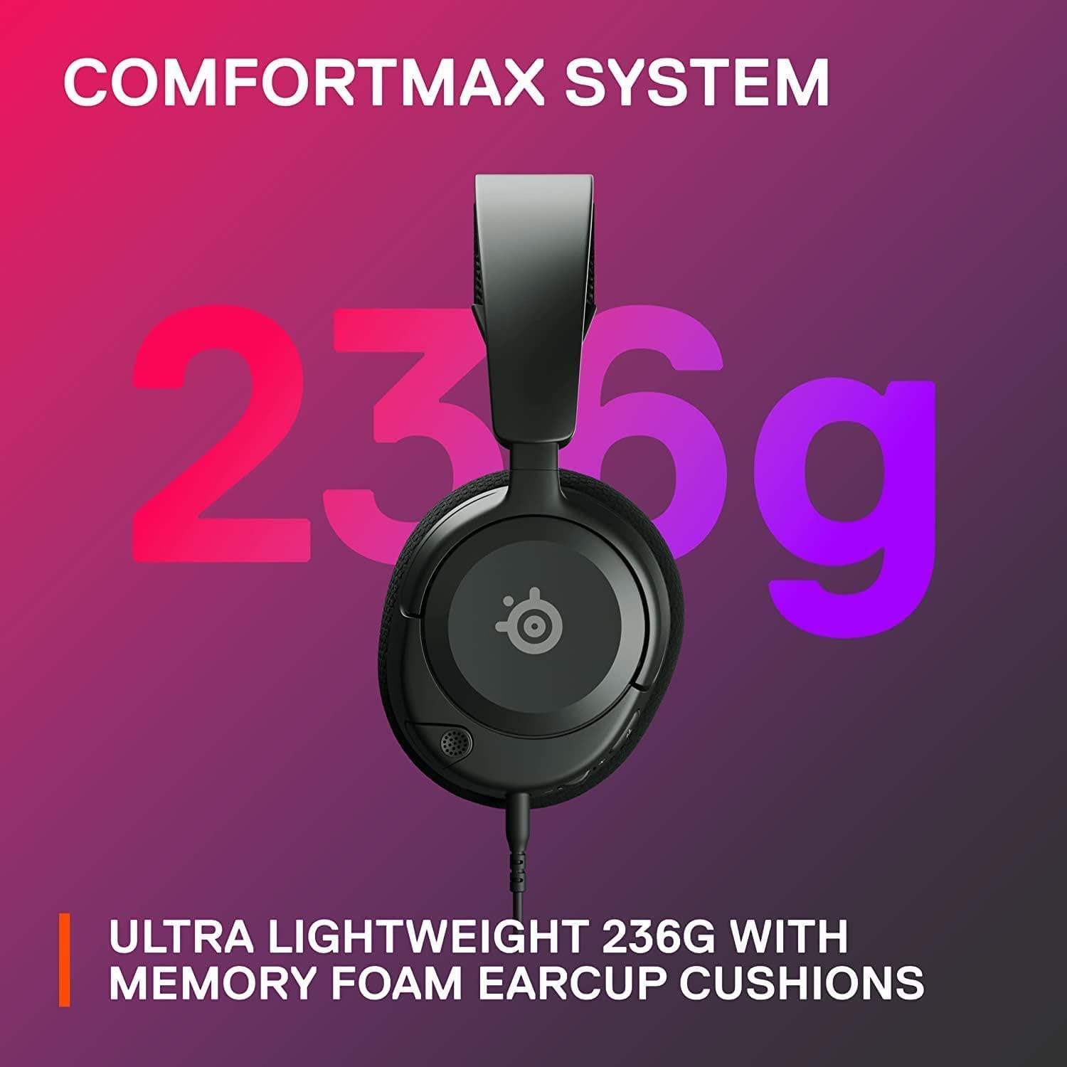 NEW SteelSeries Arctis Nova 1 Multi-System Gaming Headset - Hi-Fi Drivers - 360° Spatial Audio - Comfort Design - Ultra Lightweight - Noise-Cancelling Mic - PC, PS5/PS4, Switch, Xbox - Black, large
