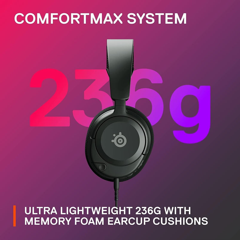 NEW SteelSeries Arctis Nova 1 Multi-System Gaming Headset - Hi-Fi Drivers - 360° Spatial Audio - Comfort Design - Ultra Lightweight - Noise-Cancelling Mic - PC, PS5/PS4, Switch, Xbox - Black, large