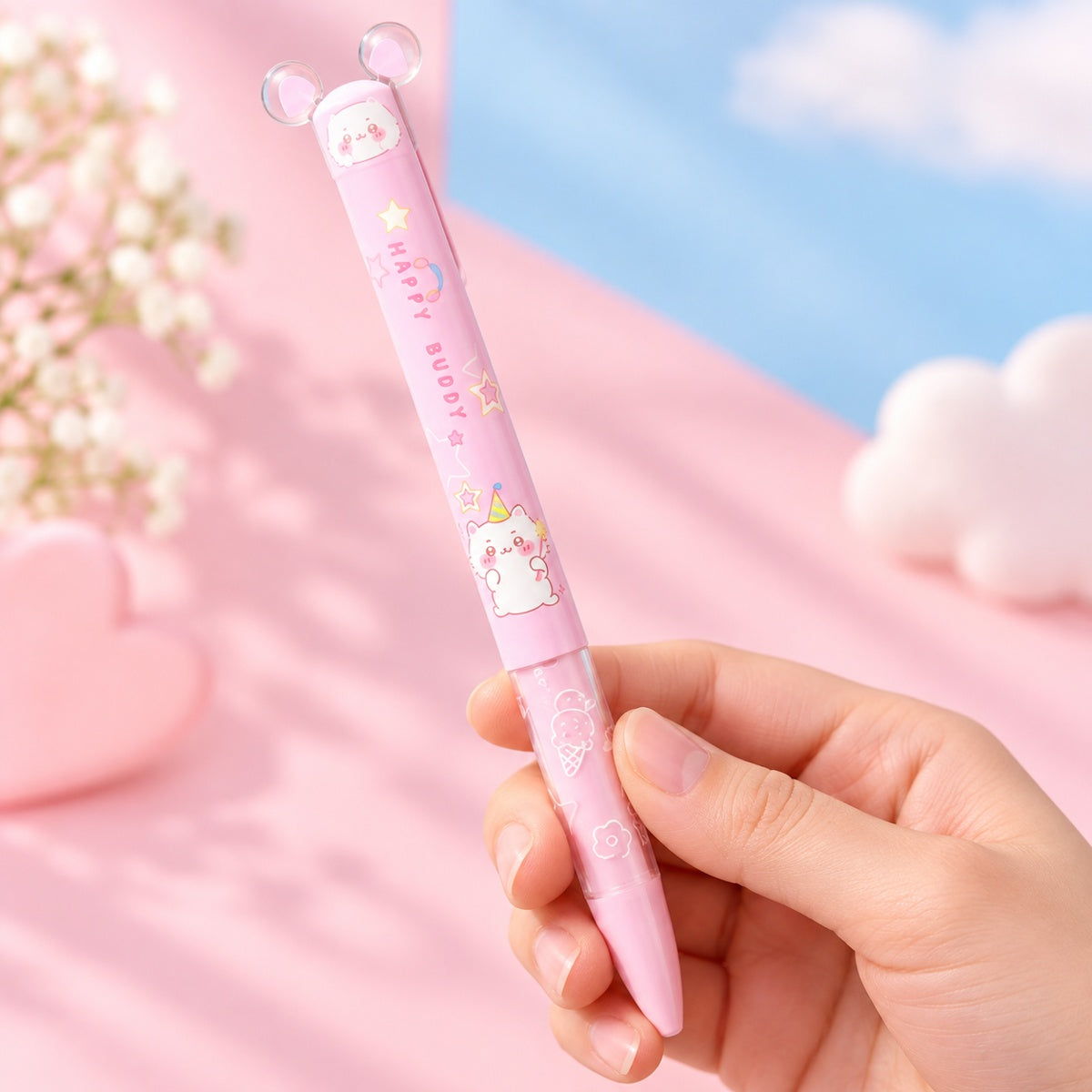  Happy Buddy Animal Ear Gel Pen - 4 Assorted Design 