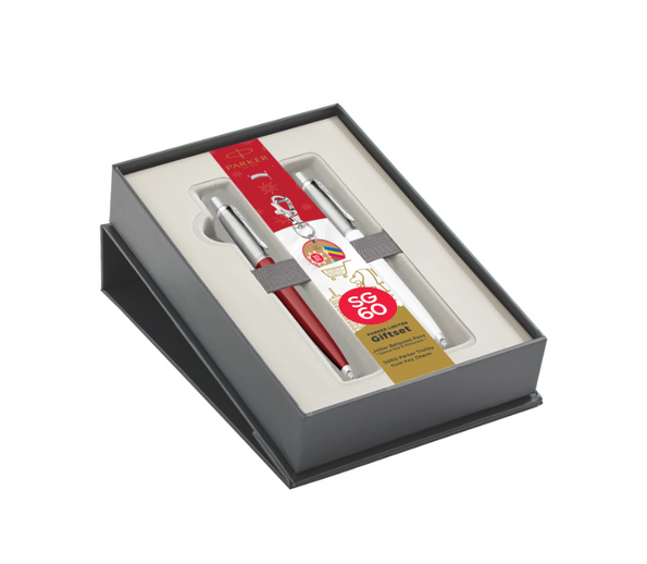 Parker SG60 Gift Pack Jotter OG Ballpen Red and White with Trolley Coin Keyring
