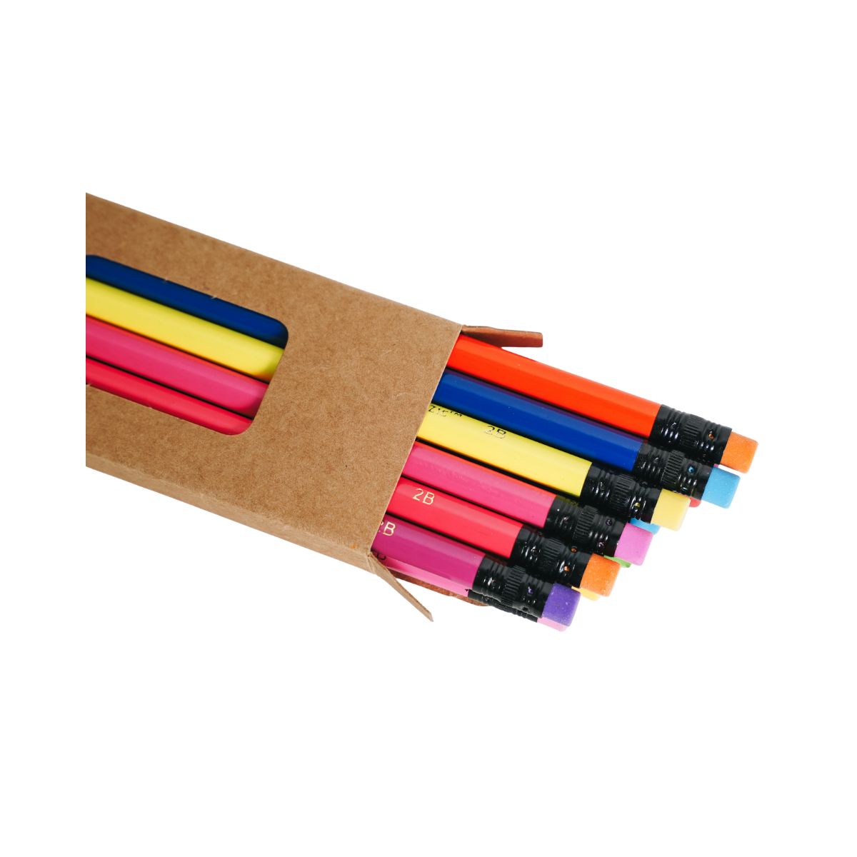 Pop Bazic 2B Fluorescent Pencils with Eraser (12-Piece)