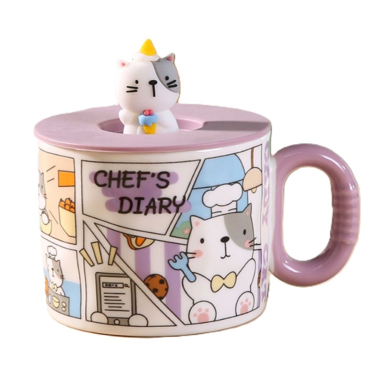 ASSORTED CERAMIC MUG WITH LID COMIC A113
