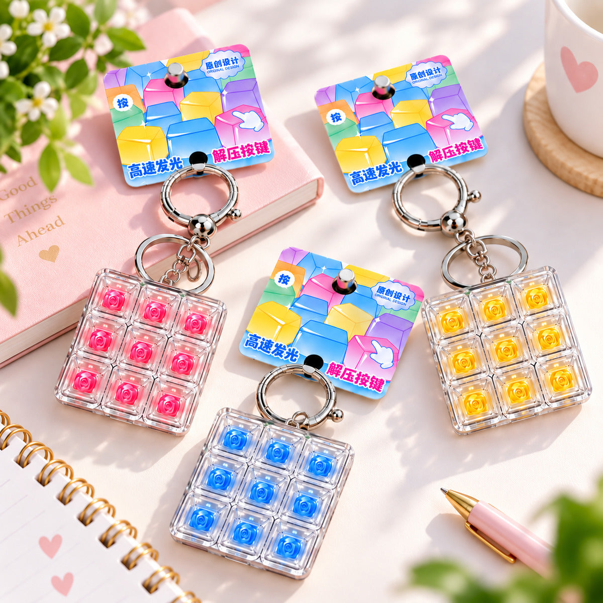  Stress Relief Fidget Keychain - 5 Assorted Colour 