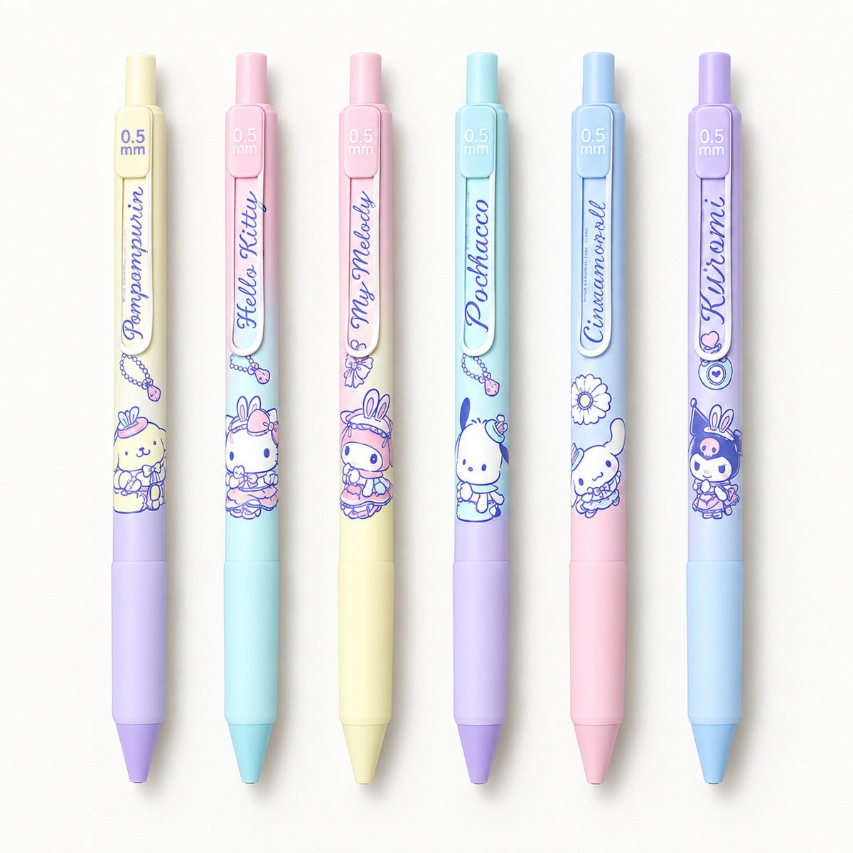 Sanrio Characters Pastel Retractable Gel Pen 0.5mm - 6 Assorted Design 