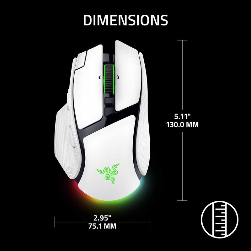 Razer Basilisk V4 Pro Fully Customizable Wireless Ergonomic Gaming Mouse - White