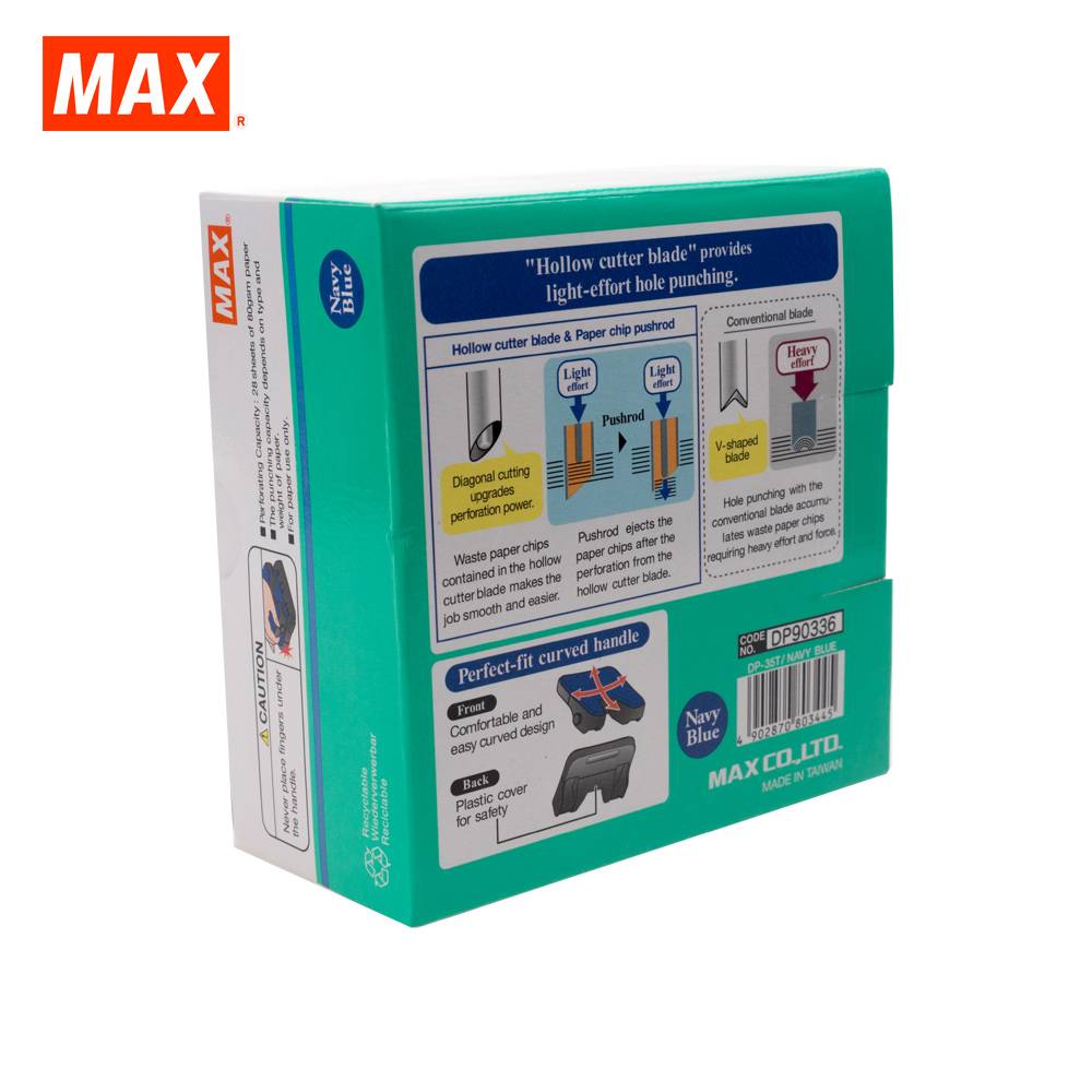 MAX 2-HOLE PAPER PUNCH DP-35T LIGHT EFFORT, NAVY BLUE