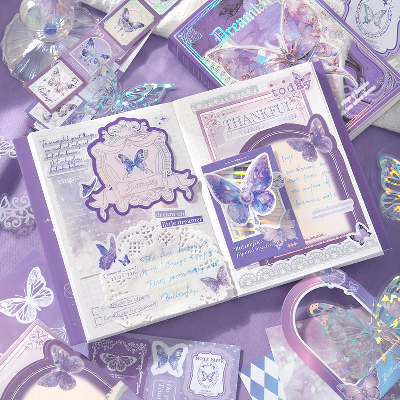 Scrapbooking Stickers and Notebook Set, Butterfly Purple XM2405