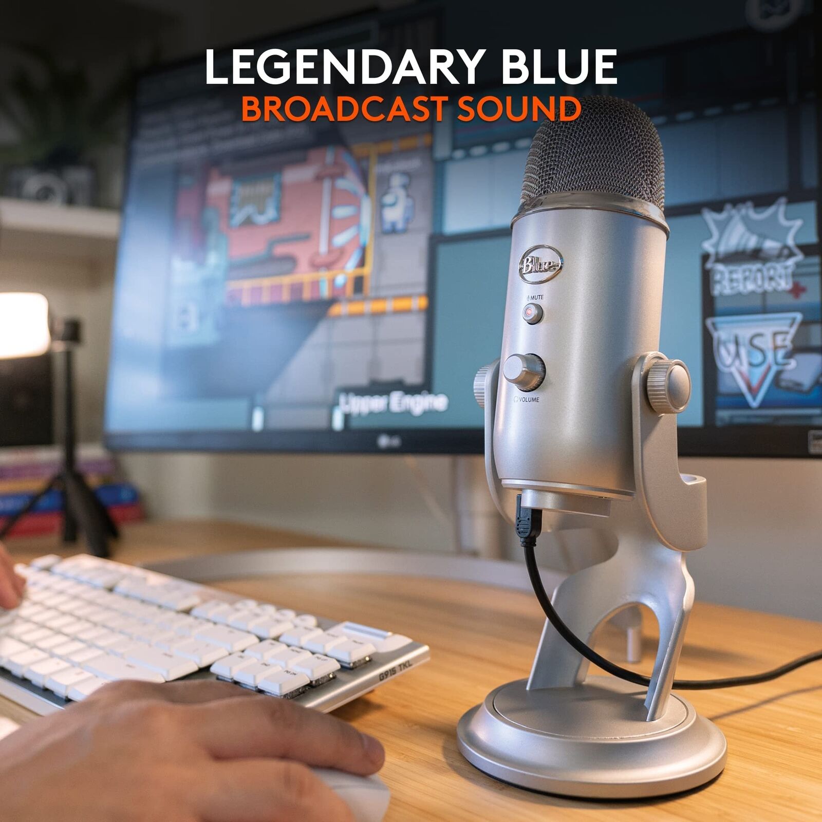 Logitech for Creators Blue Yeti USB Mic - Silver, Mic Only, Blue VO!CE, 4...