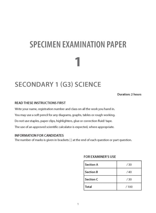 Secondary 1 Advanced Mastery in Science (G3) Examination Challenges