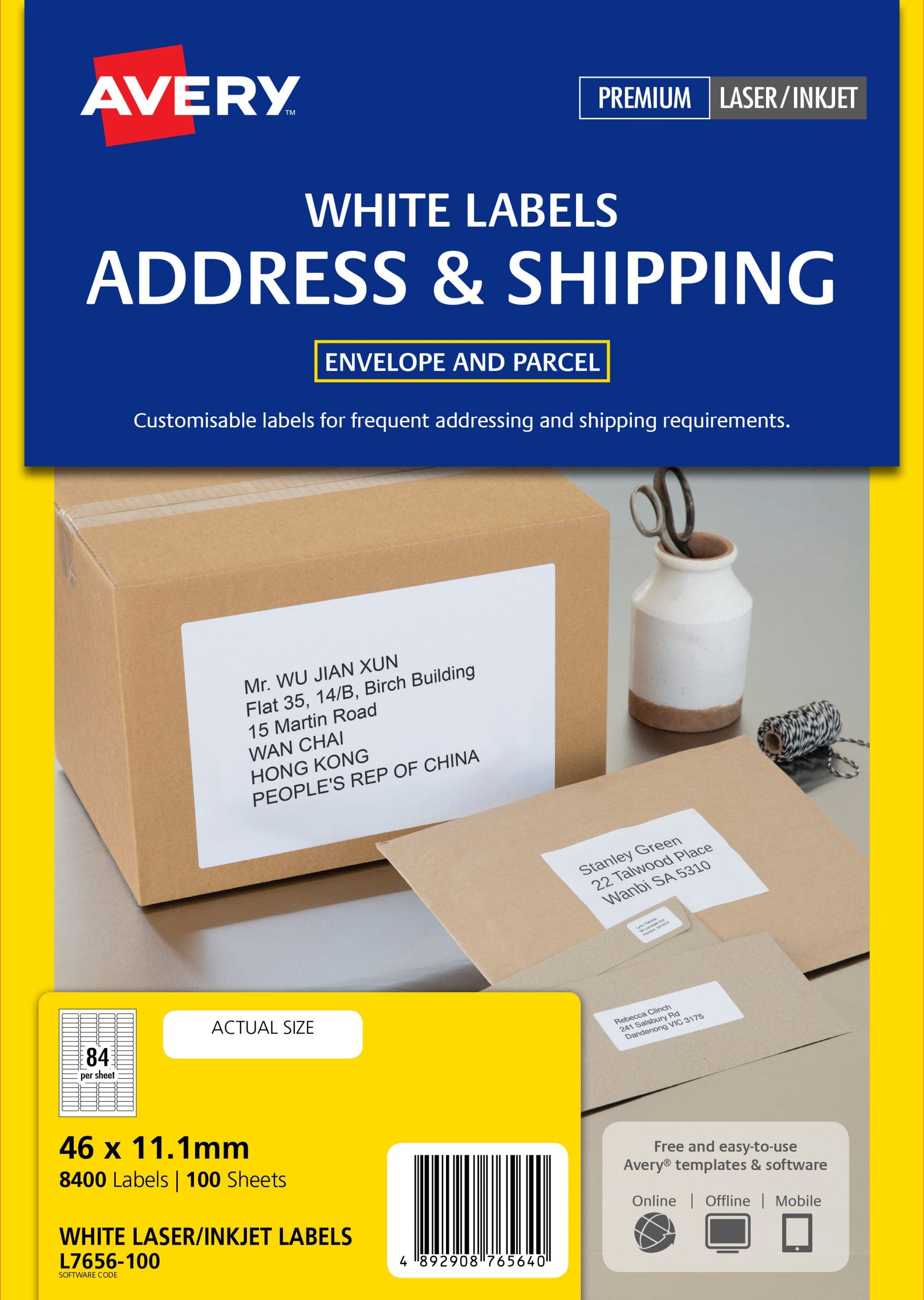 Avery® White 35mm Slide Labels with Quick Peel™-L7656-100