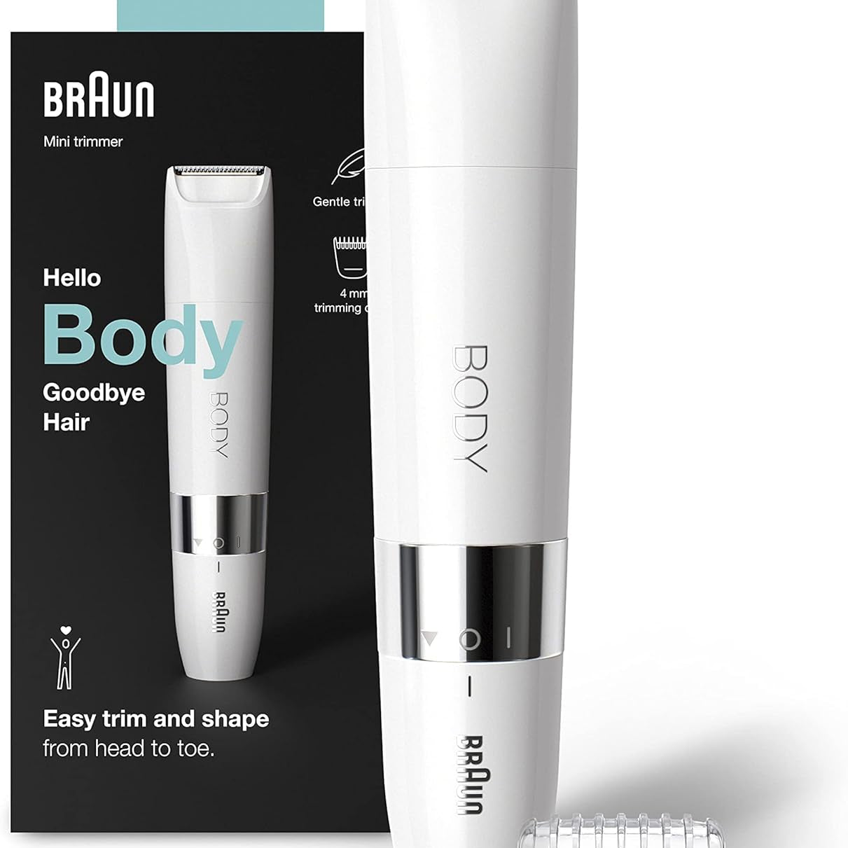 Braun BS 1000 Body Mini Trimmer Hair Removal for Body Underarm & Bikini areas White