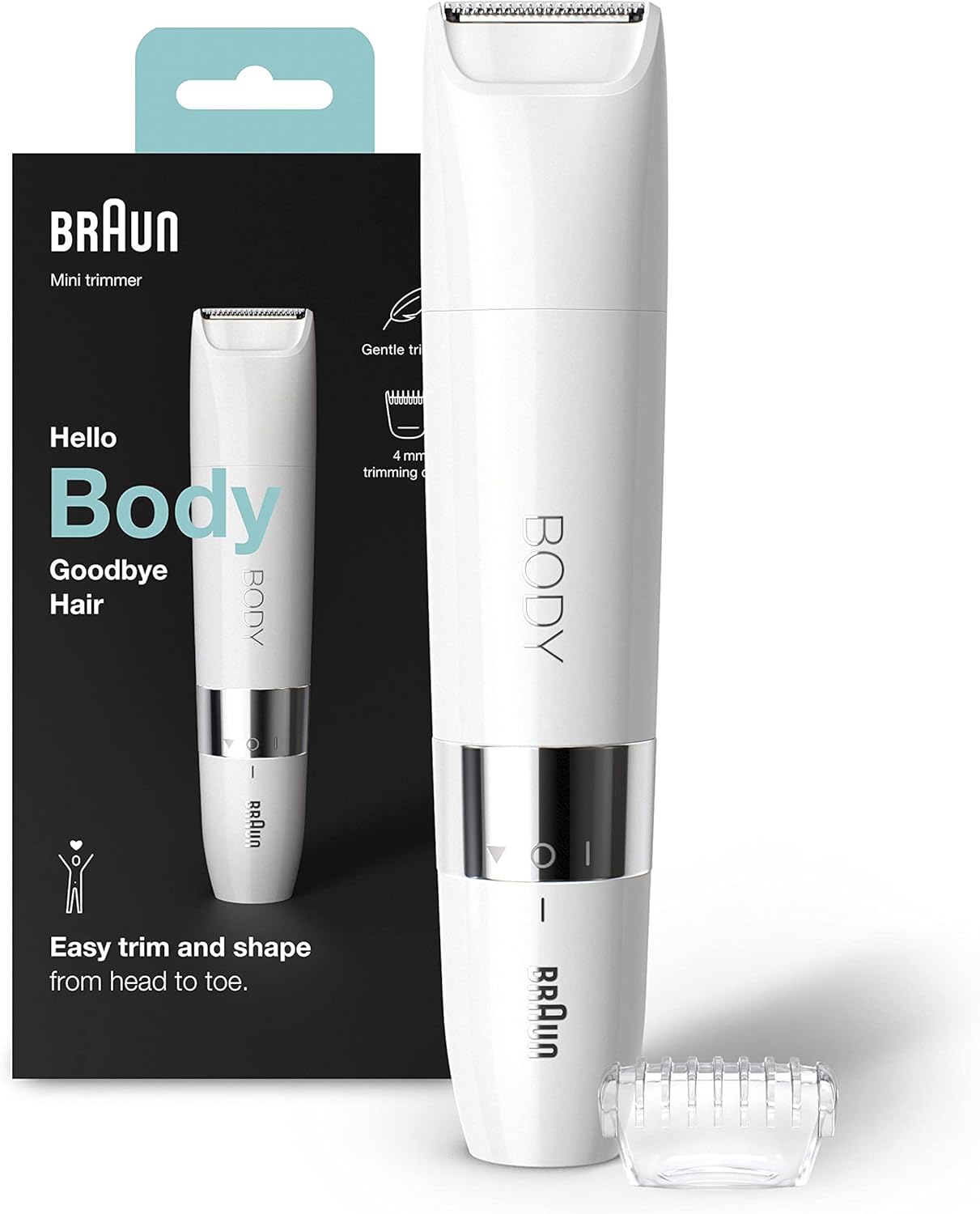 Braun BS 1000 Body Mini Trimmer Hair Removal for Body Underarm & Bikini areas White