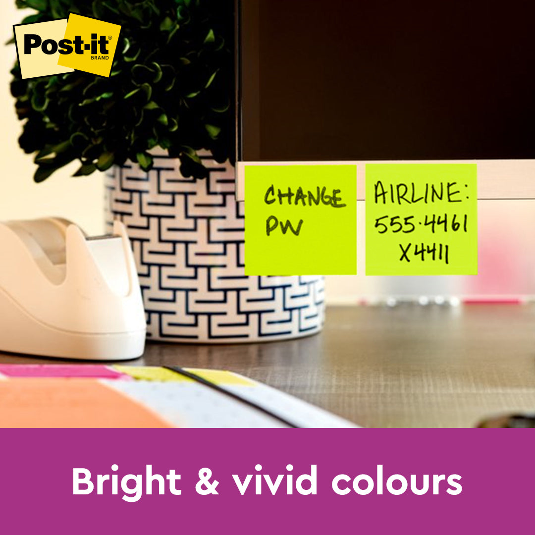 Post-it® 654-1ssng Neon Green Super Sticky Notes 3x3", 90sheets