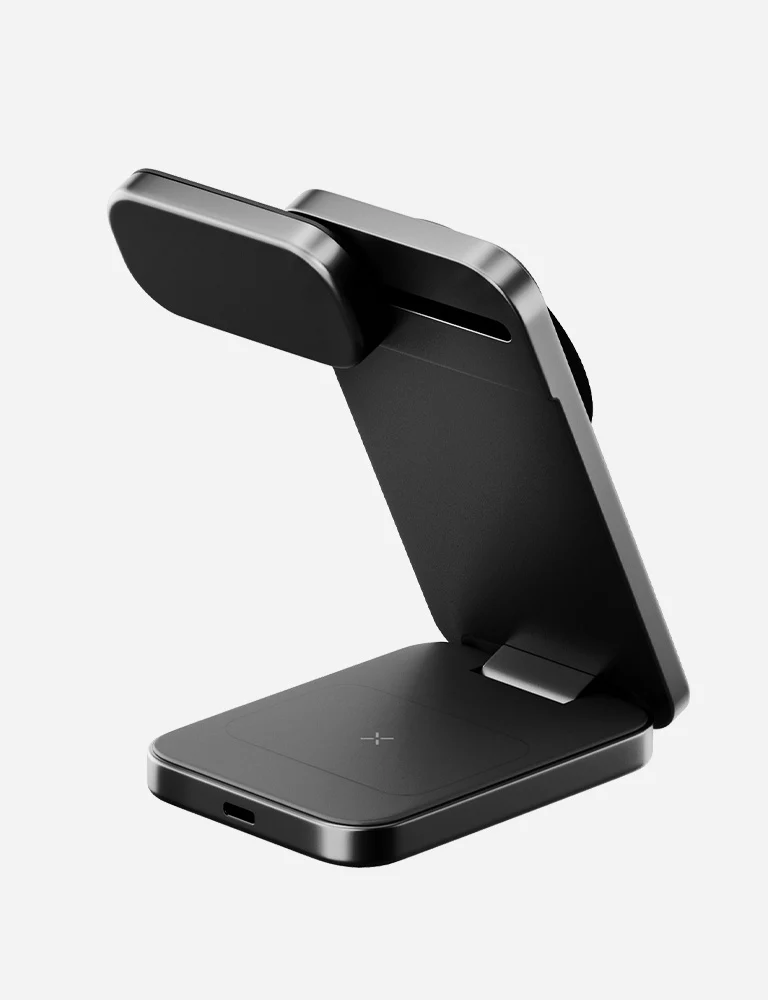 Energea MagTrio 2 Qi2 25W certified 3-In-1 Wireless Charging Stand - Gun Metal
