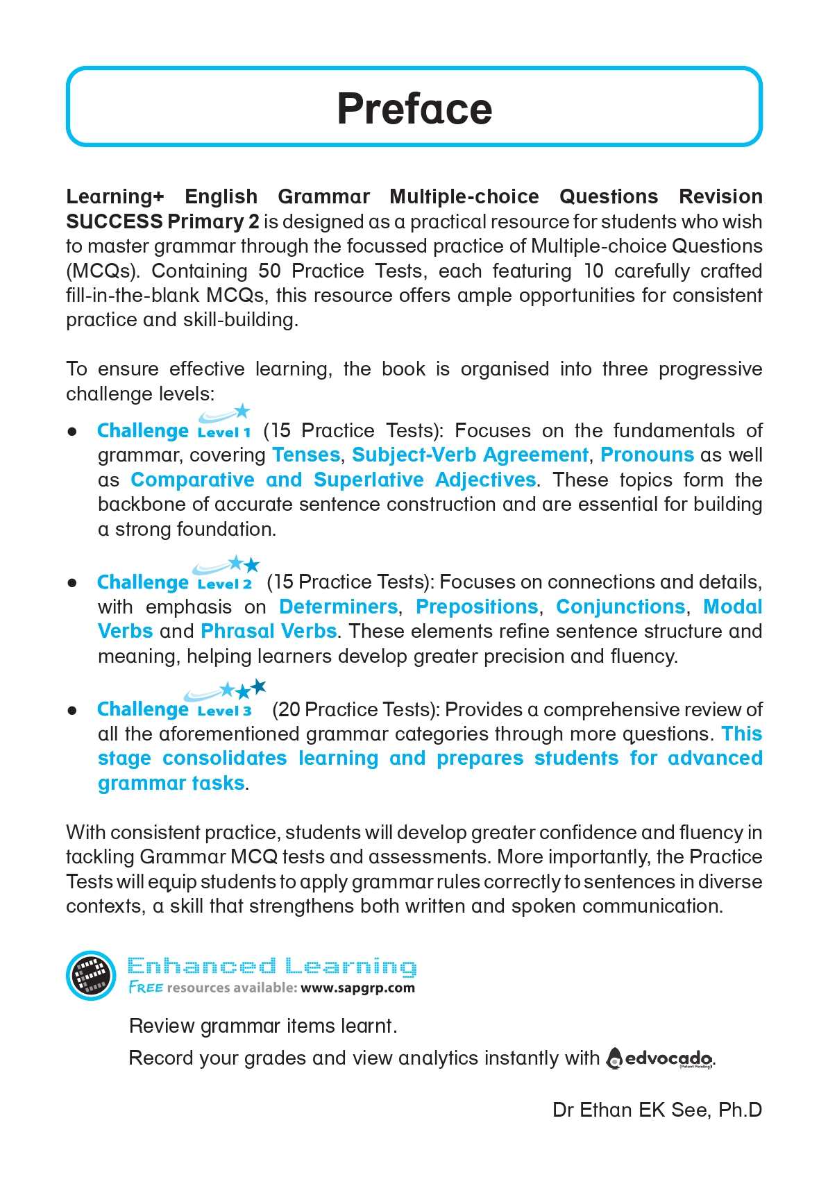 LEARNING+ ENGLISH GRAMMAR Multiple-choice Questions Revision SUCCESS Primary 2