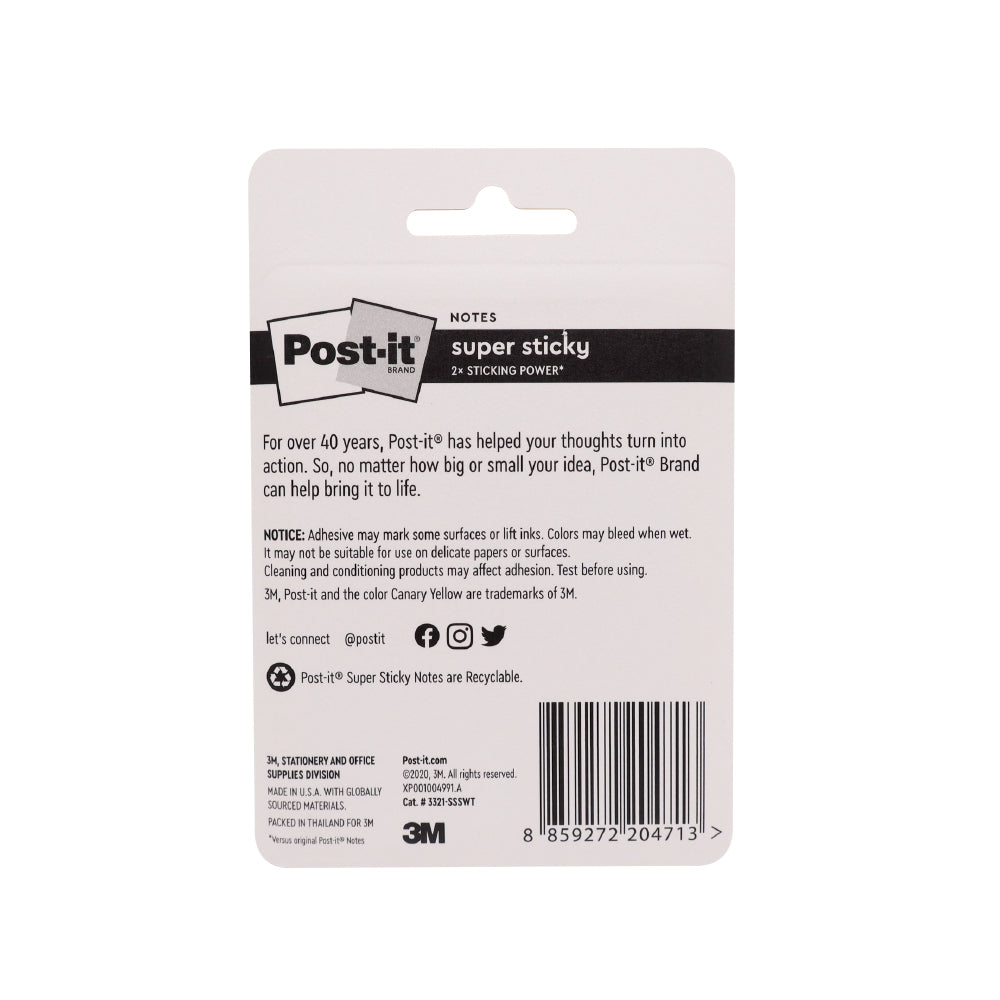 Post-it® 3321-3ssjp-s Super Sticky Notes Sweets, 3pads/pack