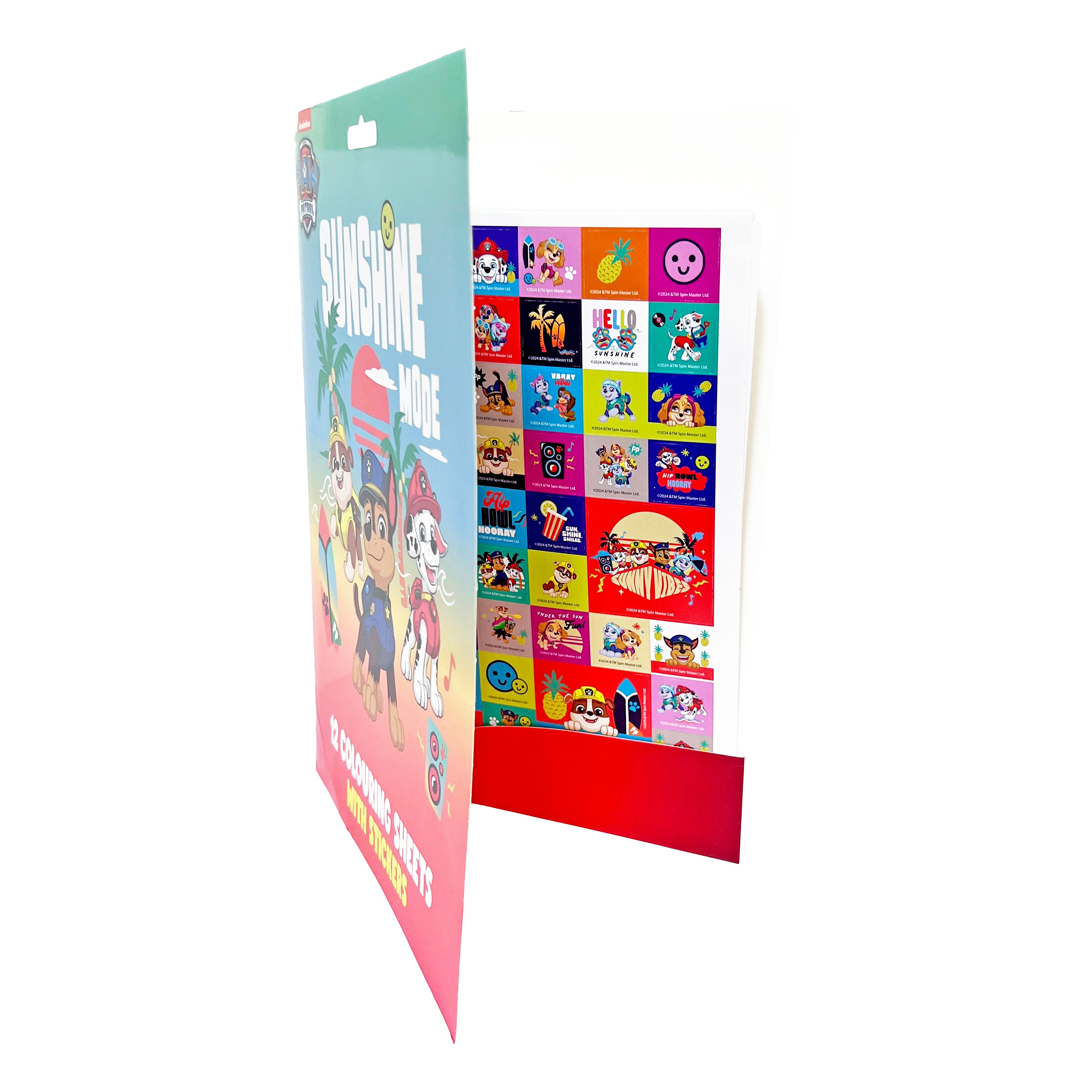 PAW PATROL 12 COLOURING SHEETS WITH STICKERS SUNSHINE MODE