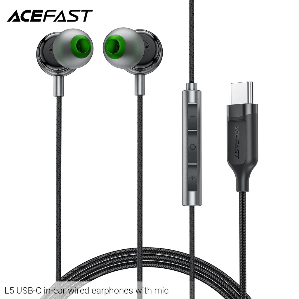 Acefast L5 USB-C In-Ear Wired Earphones With Mic – Black 