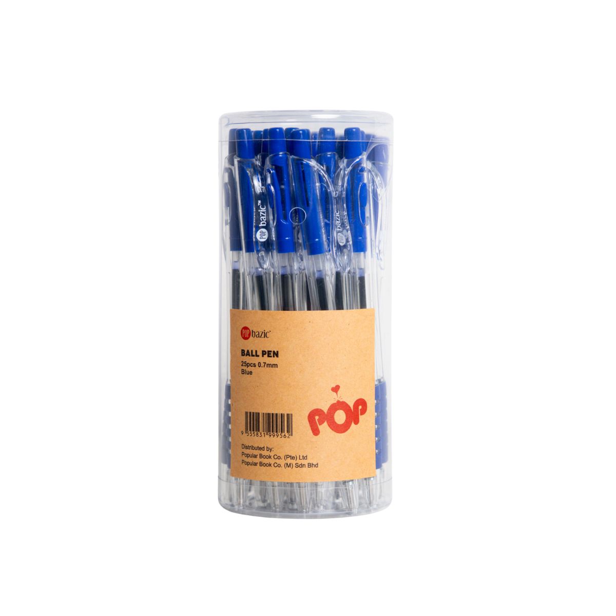 Pop Bazic Semi-Gel Ballpoint Pen 0.7mm Blue (Pack of 25)