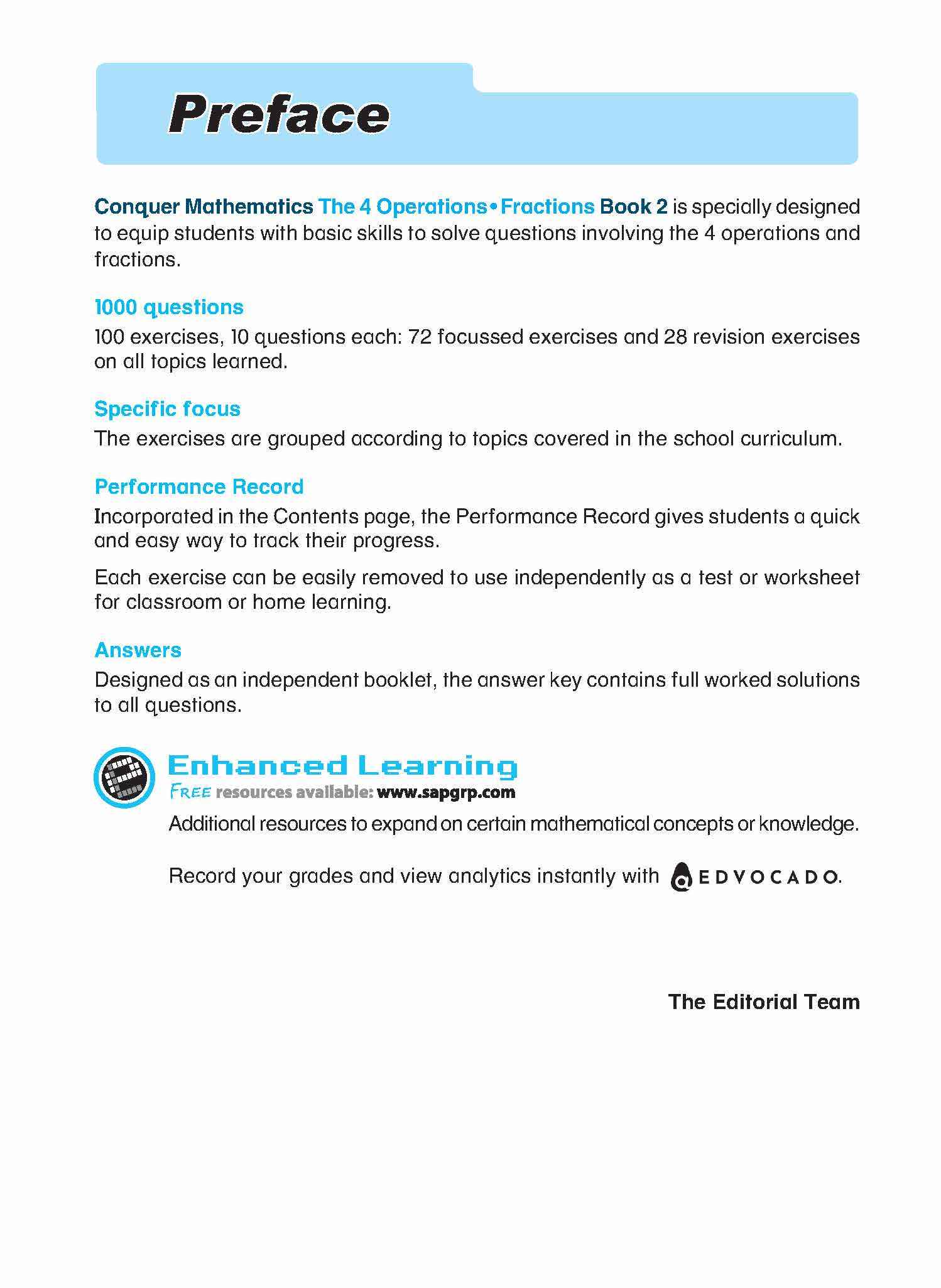 Primary 2 Conquer Mathematics The 4 Operations • Fractions Workbook 2 - 3rd Edition
