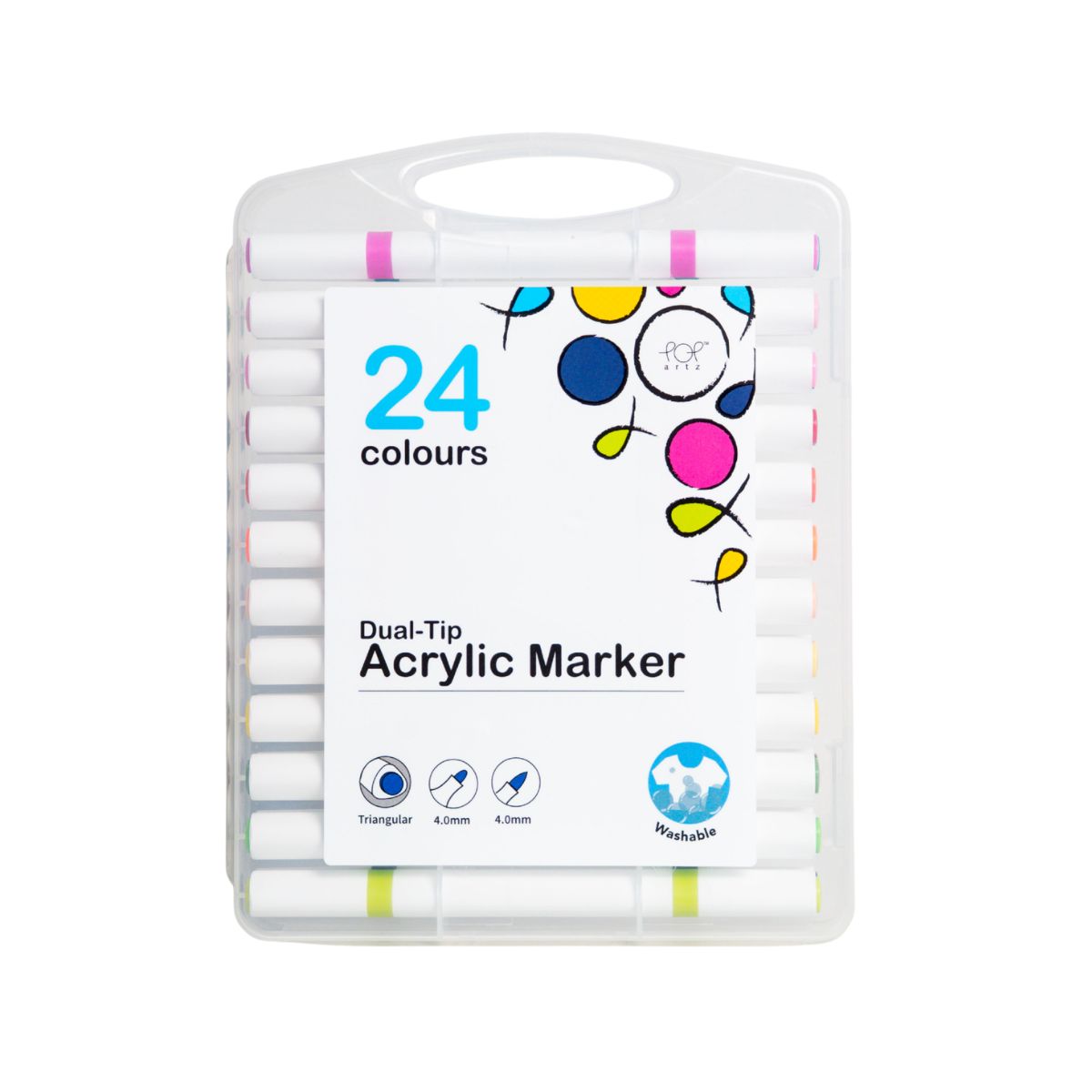 Pop Artz Washable Dual-Tip Acrylic Markers (24 Colors) - PA-616-24