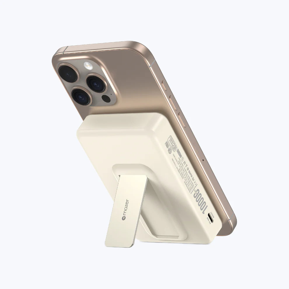 Mazer MagAir20 10000mAh Magnetic Wireless Power Bank - Cream