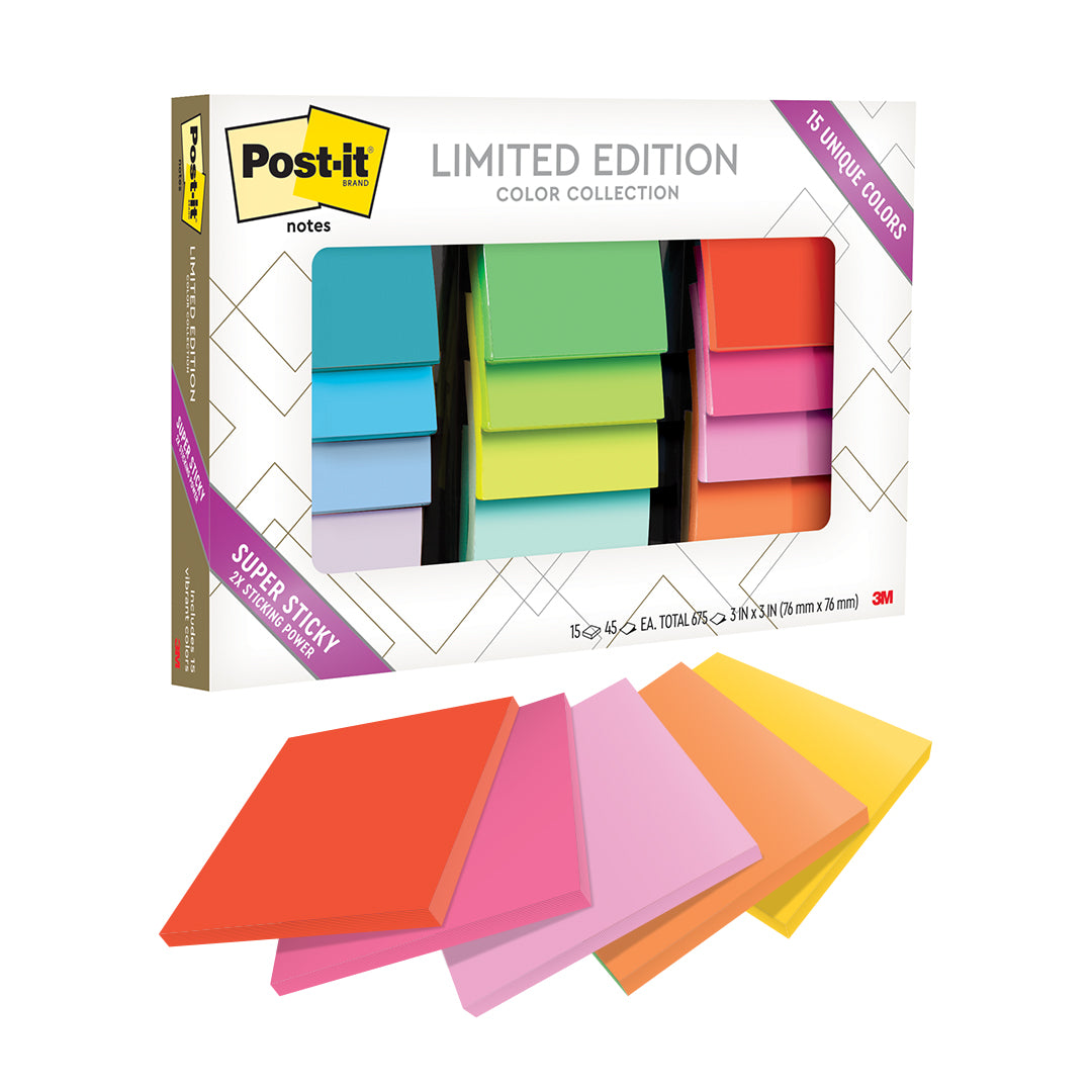 Post-it® 654-15SSHOL Super Sticky Notes Holiday Pack Collection, 15pads/pack