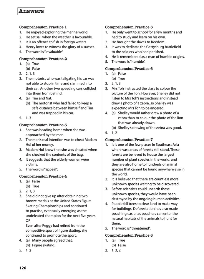 Primary 4 English Comprehension Practice