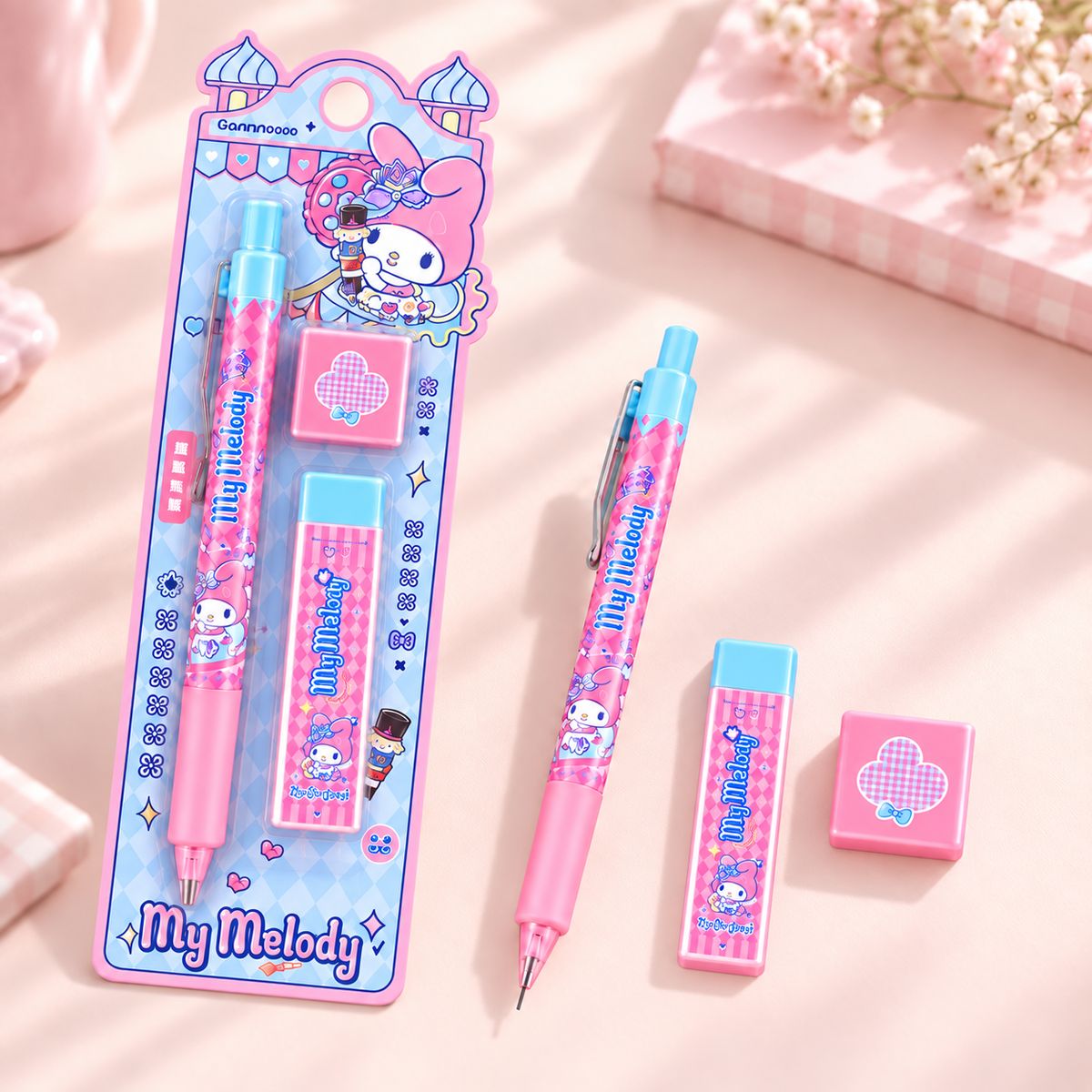  Sanrio Mechanical Pencil Set With Lead And Eraser - 3 Assorted Designs 