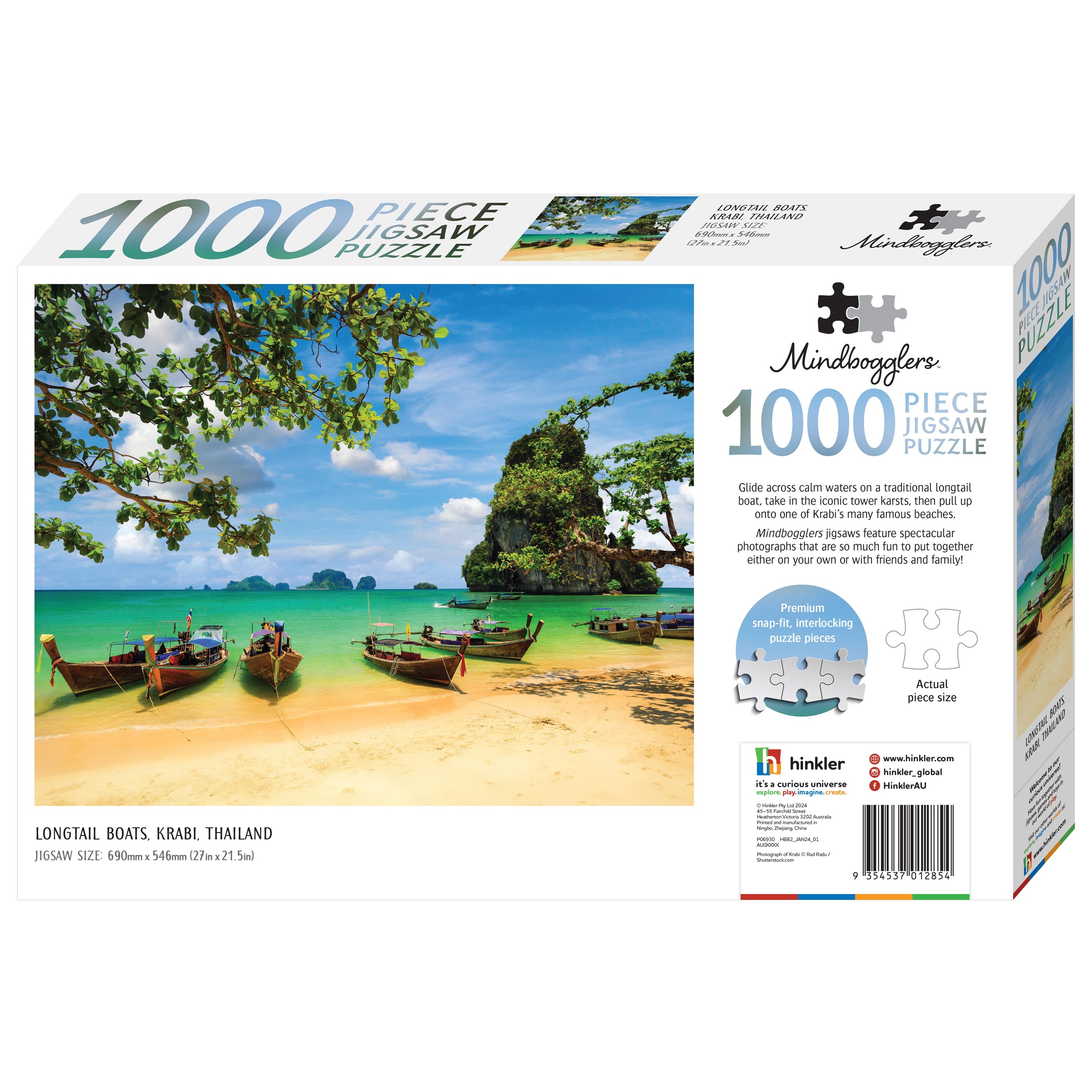 HINKLER MINDBOGGLERS 1000 PIECE JIGSAW PUZZLE LONGTAIL BOATS KRABI THAILAND