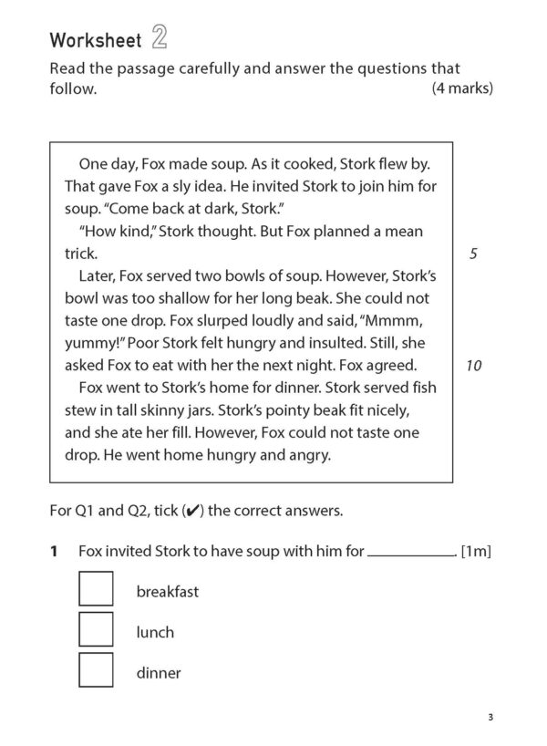 100 English Worksheets Primary 1 – Comprehension