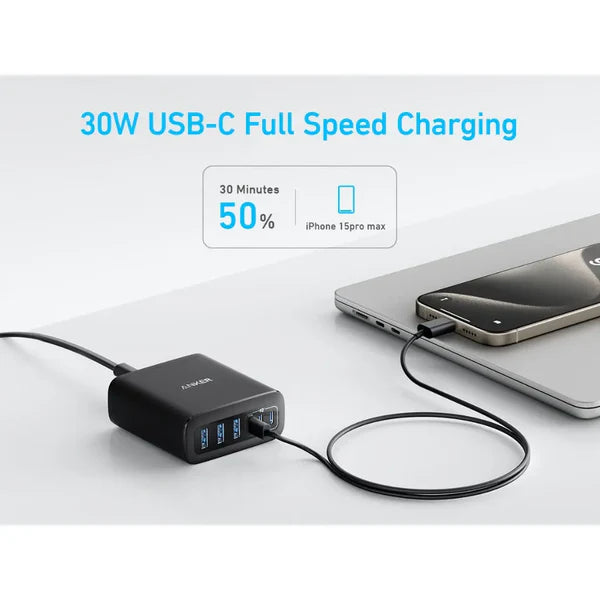 Anker A2154K11 PD112W 6-Port USB C Charger (Black)