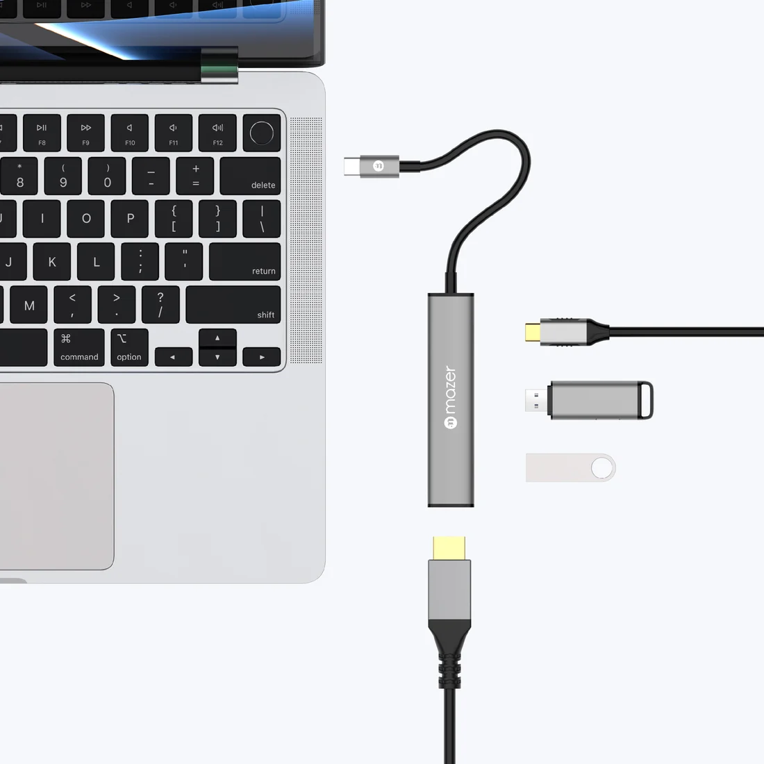 Mazer InfiniteLinkHub Slim Hub51 4-in-1 USB C Multimedia Mobile Hub Grey
