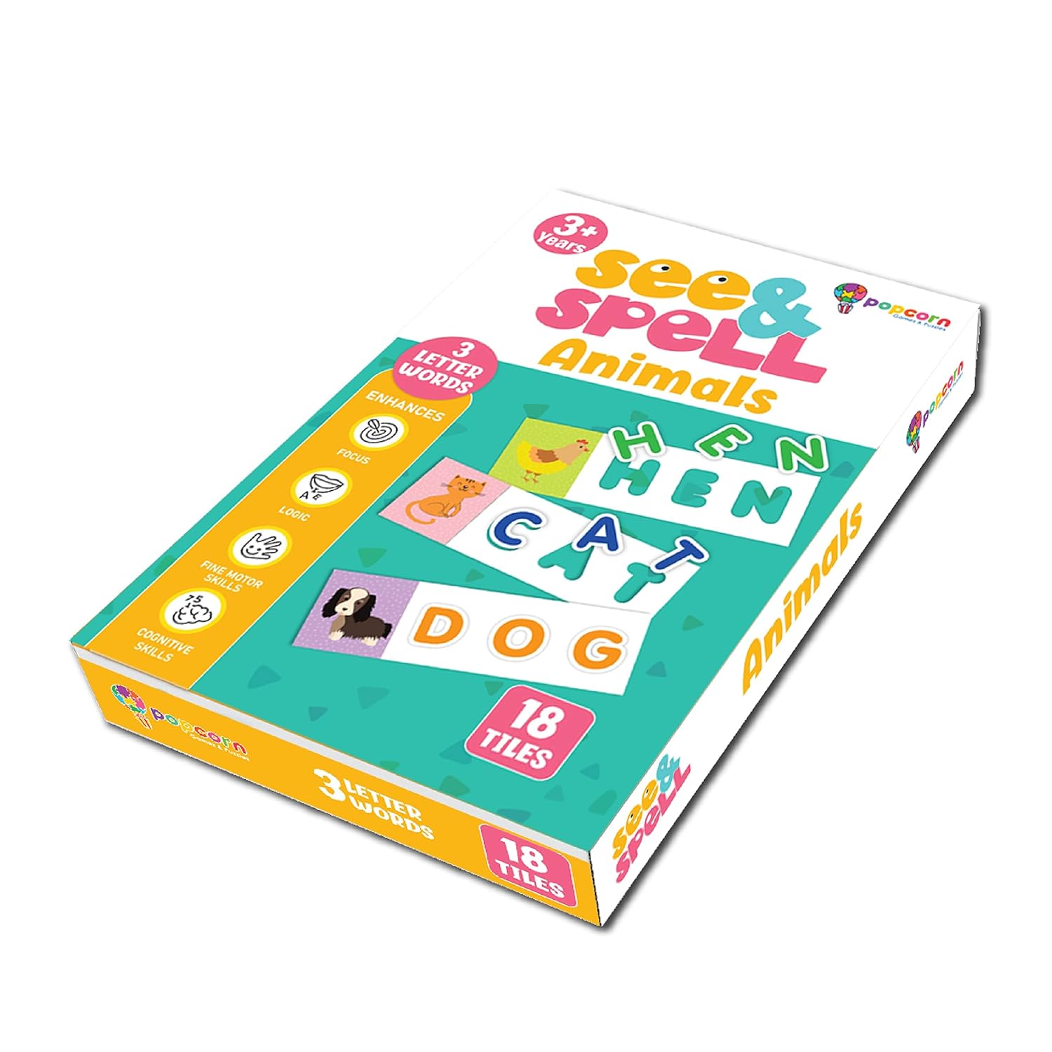 POPCORN GAMES AND PUZZLES SEE AND SPELL ANIMALS
