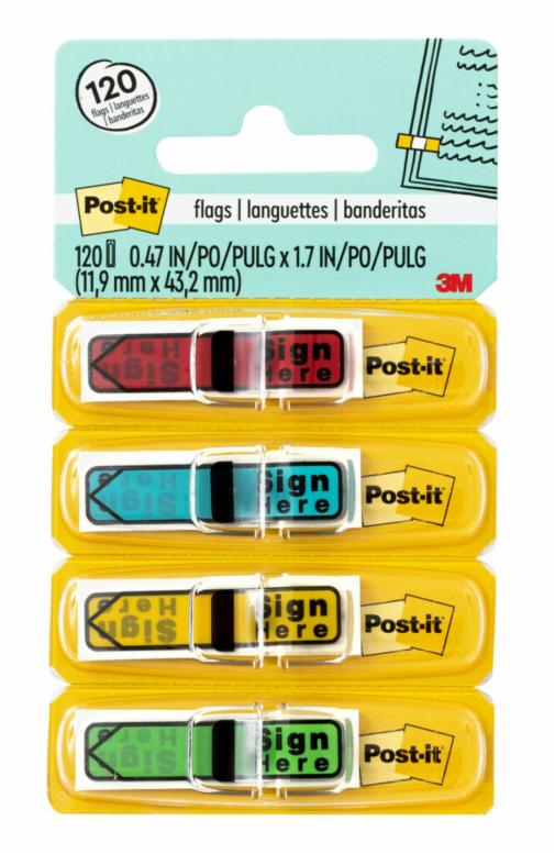 Post-it® 684-SH Flag Sign Here, 0.47x1.7"