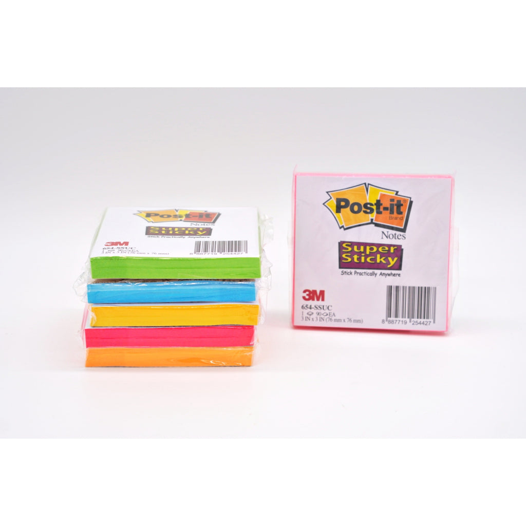 Post-it® 654-SSUC Super Sticky Notes, Assorted 3x3"