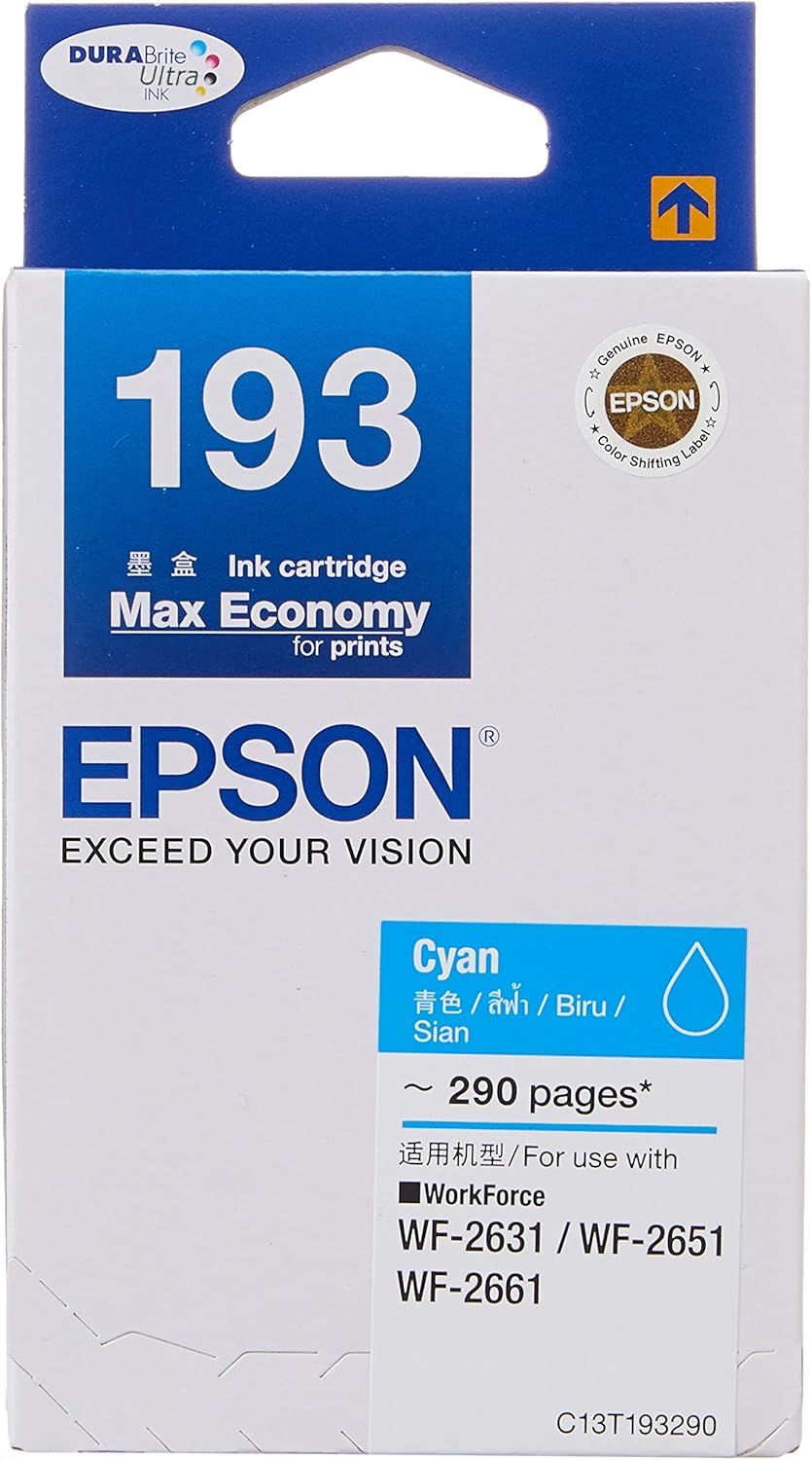 Epson T193 DuraBrite Ultra Ink, Cyan