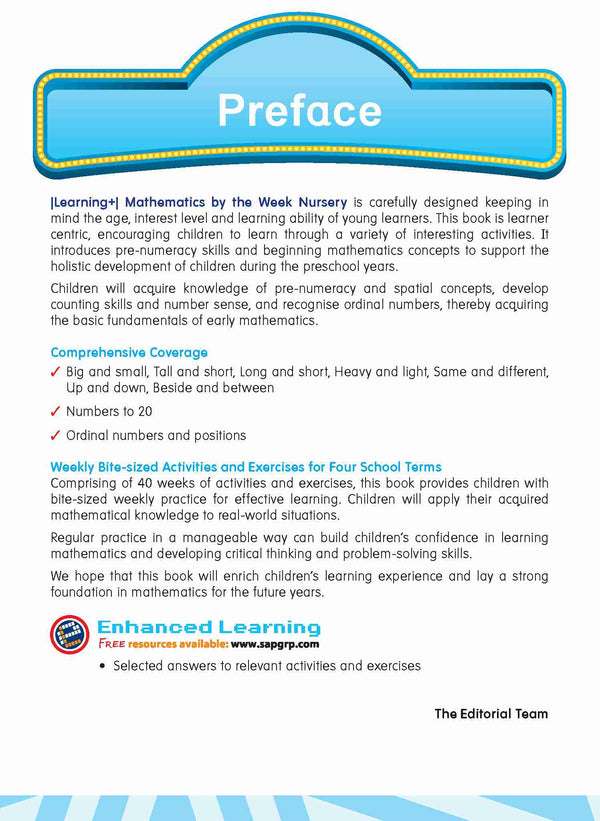 Nursery LEARNING+ MATHEMATICS by the WEEK