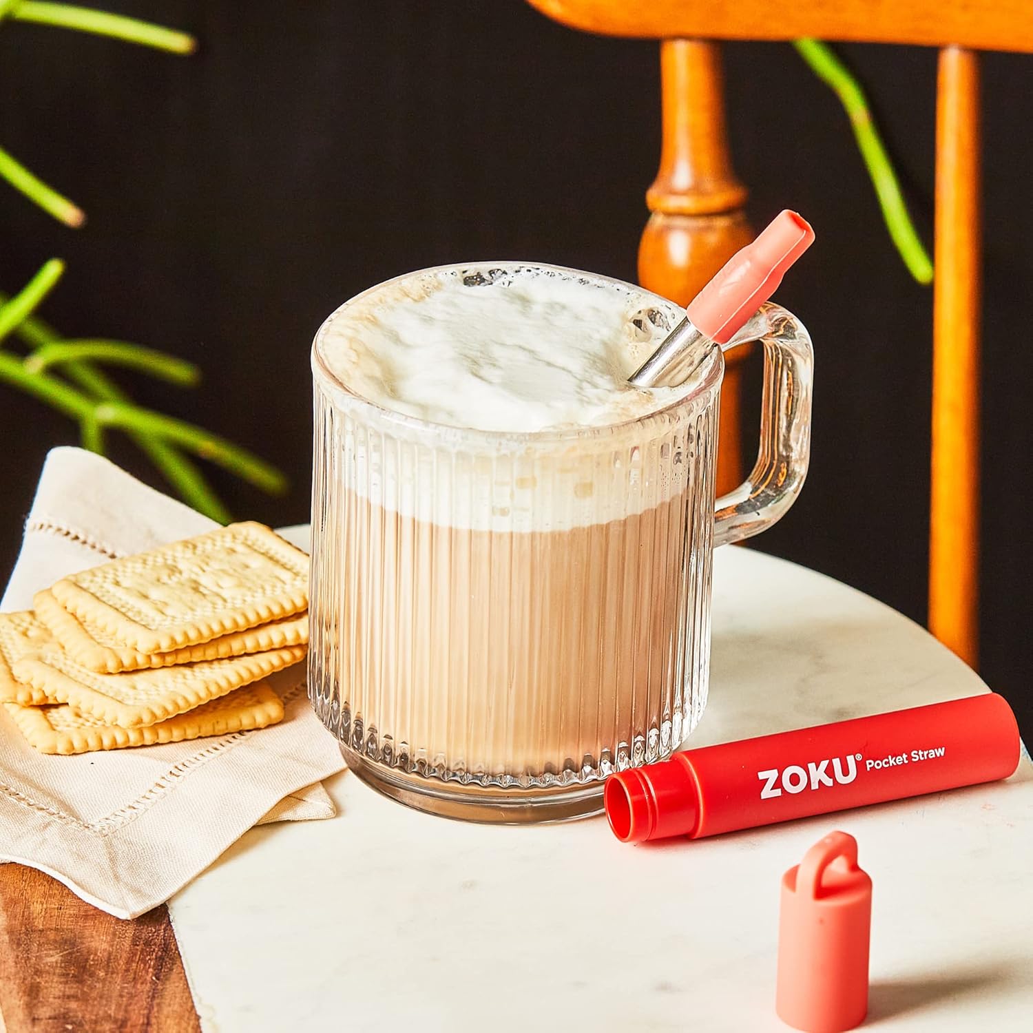 Zoku Two Tone Pocket Straw - Red