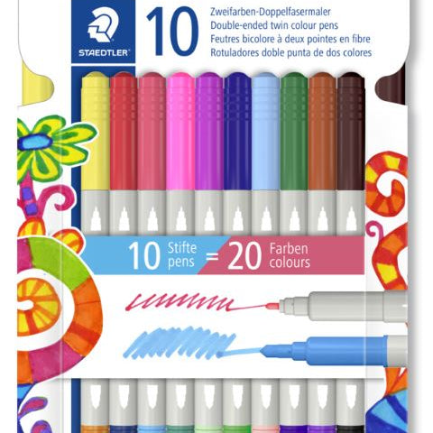 STAEDTLER DOUBLE-ENDED TWIN COLOUR PEN 3280