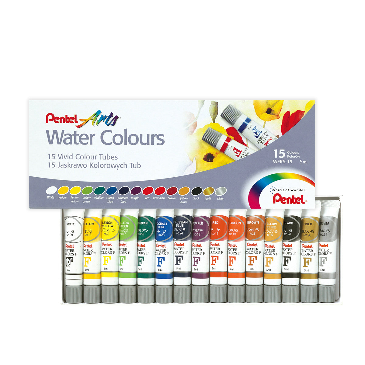 PENTEL Arts Water Colours 15Cols Wfrs-15