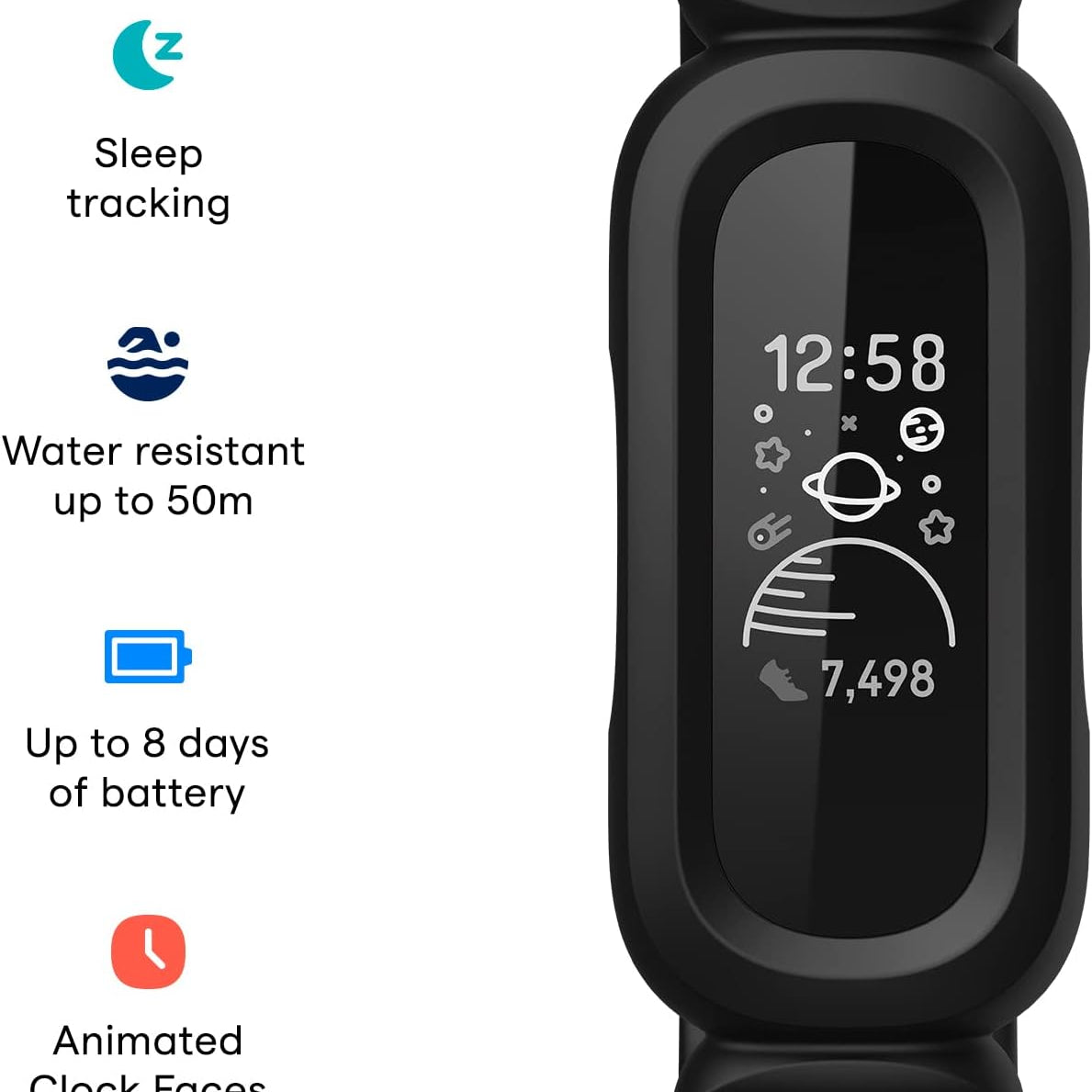 Fitbit Ace 3 Activity Tracker for Kids 6+ One Size, Black/Racer Red - Singapore Edition