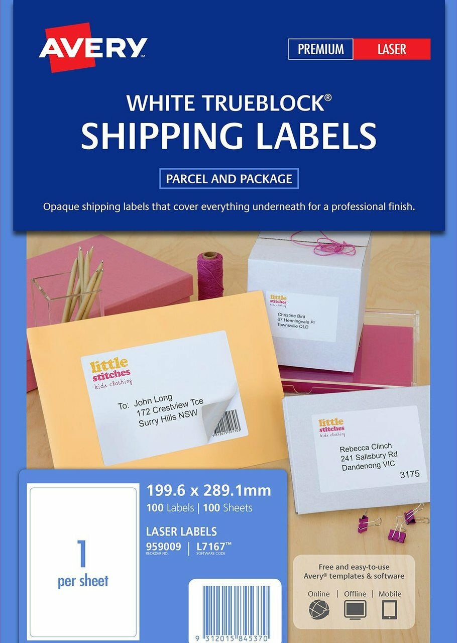 Avery L7167-100 Laser Parcel Labels (100 Sheets)