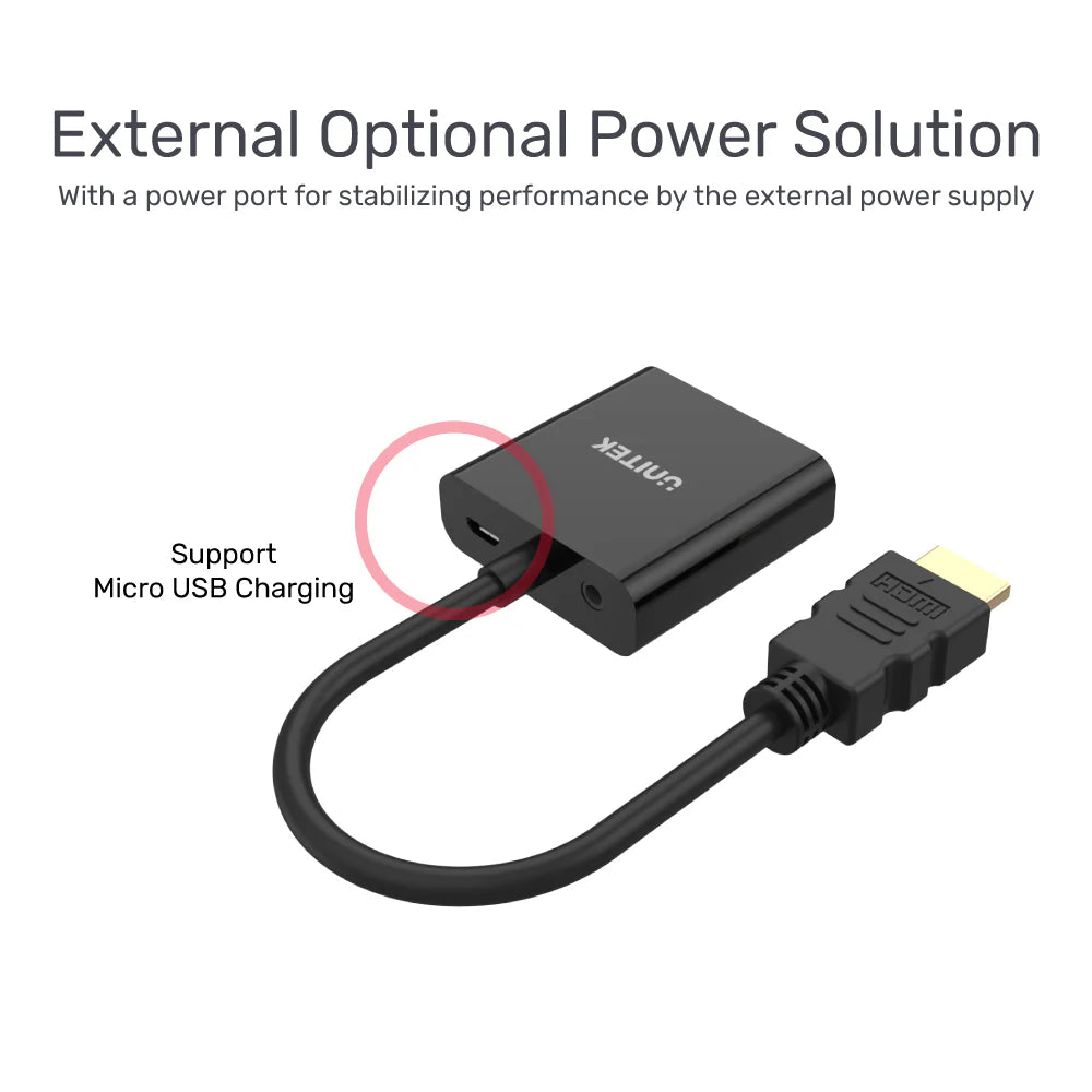 Unitek Y-6333 HDMI to VGA With Audio Converter (Black)
