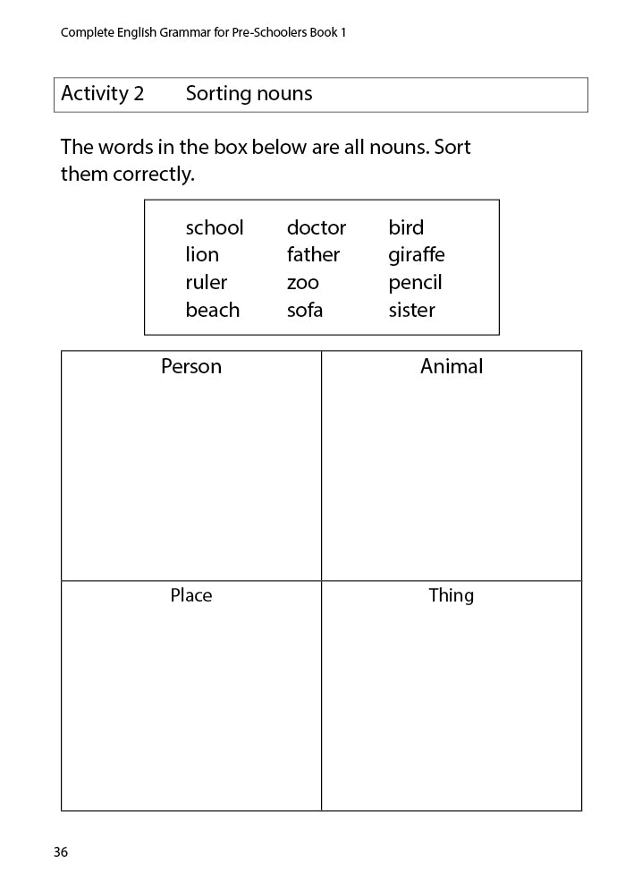 Complete English Grammar for Pre-Schoolers Book 1