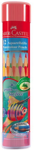 Faber-Castell Watercolour Pencils in Round Tin Fish, 12 Colours-115912