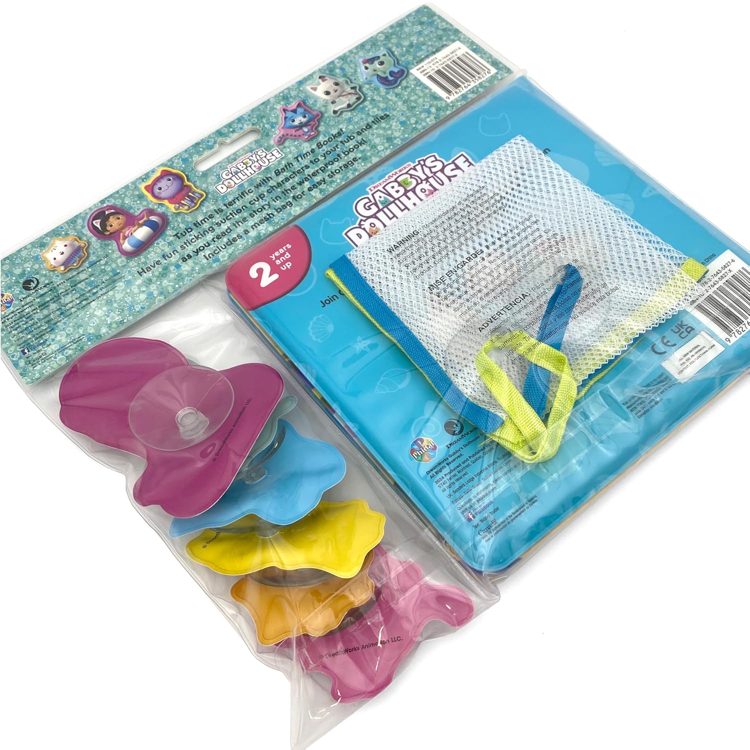 Gabby's Dollhouse Bath Time Books - Activity Books For Kids, Bath Book, 6 Padded Suction Cups, 1 Mesh Bag (Bath Book – Picture Book)
