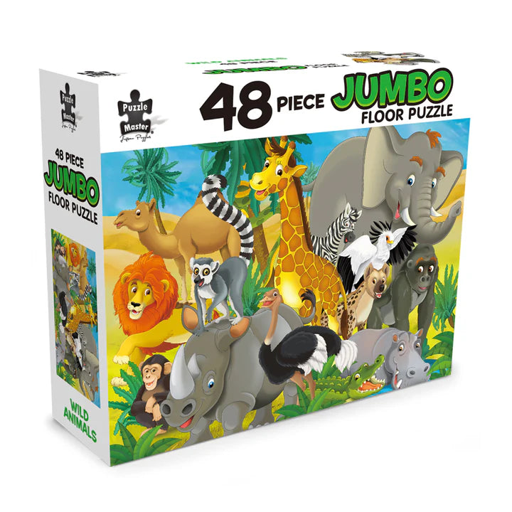PUZZLE MASTER 48 PIECE JUMBO FLOOR PUZZLE WILD ANIMALS