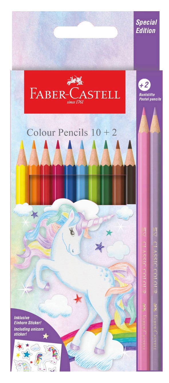 Faber-Castell Colour Pencils Unicorn, 10 + 2 Pastel Colours-115127