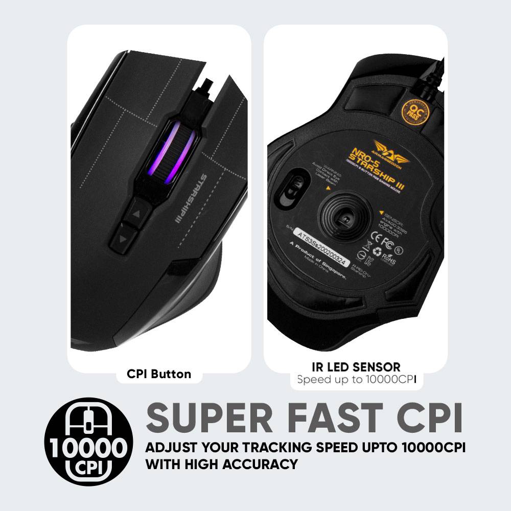 Armaggeddon NRO-5 Starship III RGB Laser Gaming Mouse